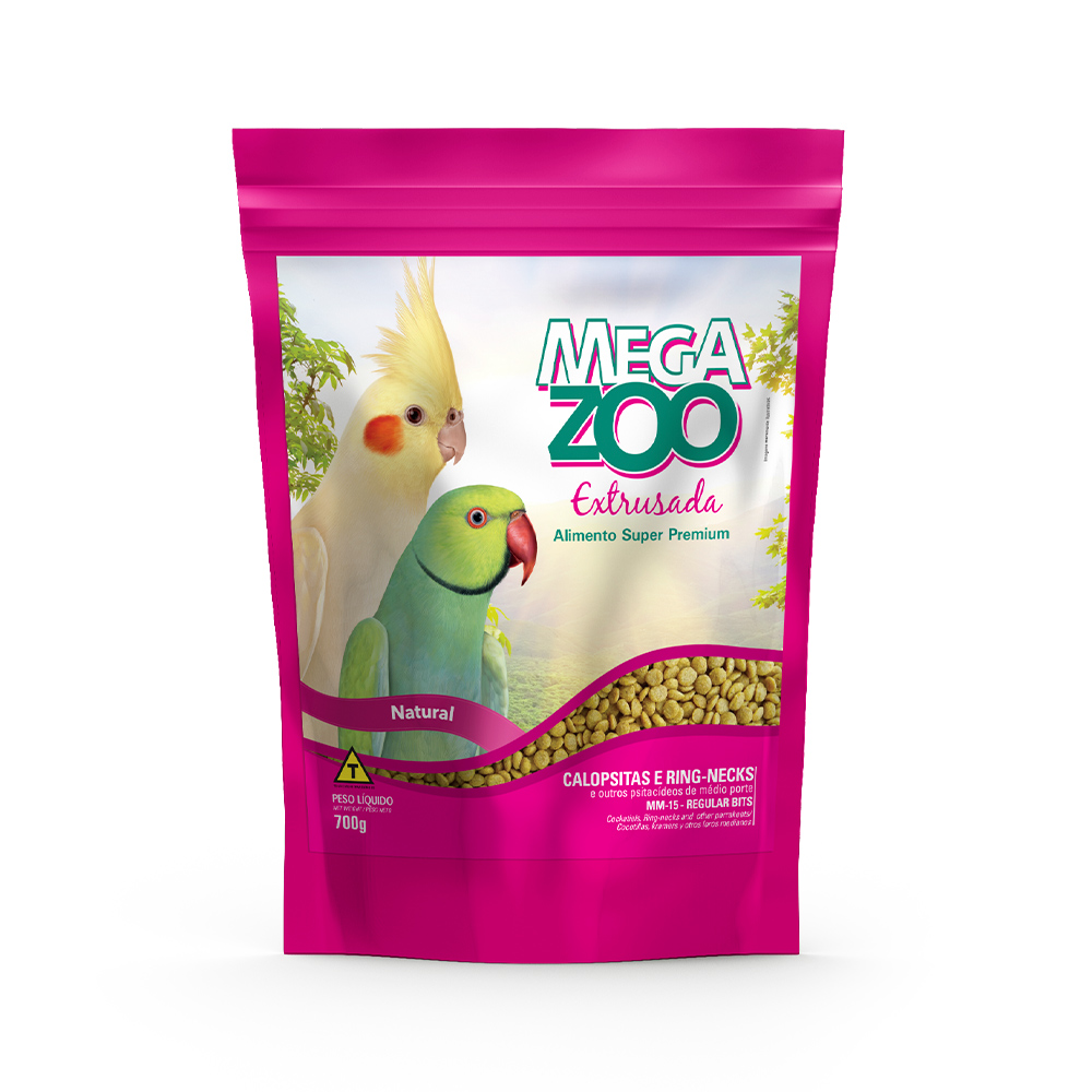 Megazoo Ração Extrusada Regular Bits para Calopsitas e Ring Necks - 700g