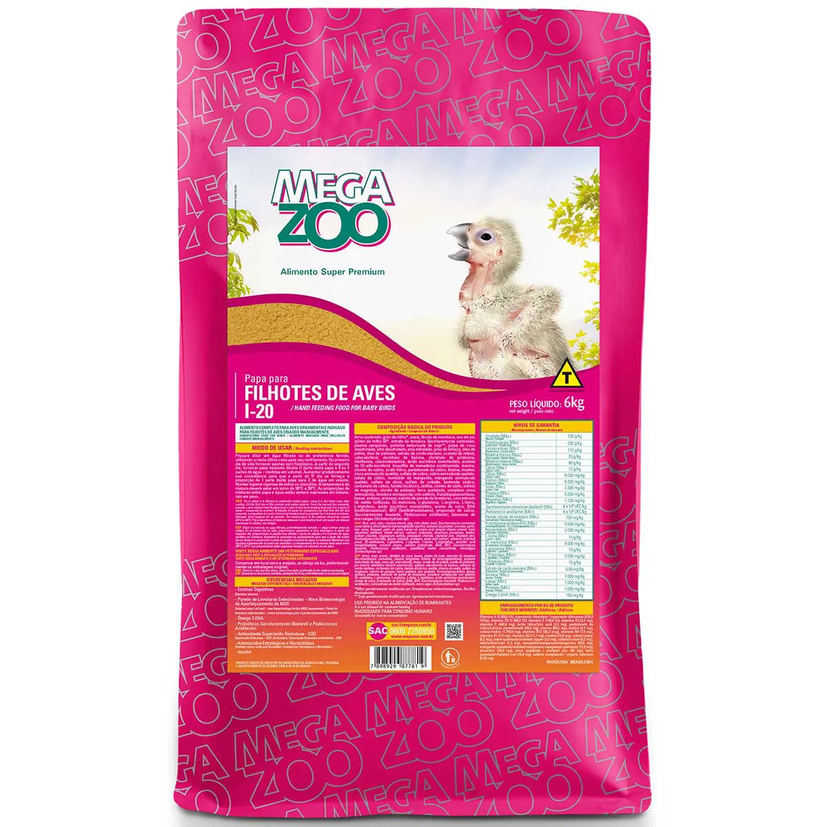 Megazoo Papa para Filhote de Aves - 6kg
