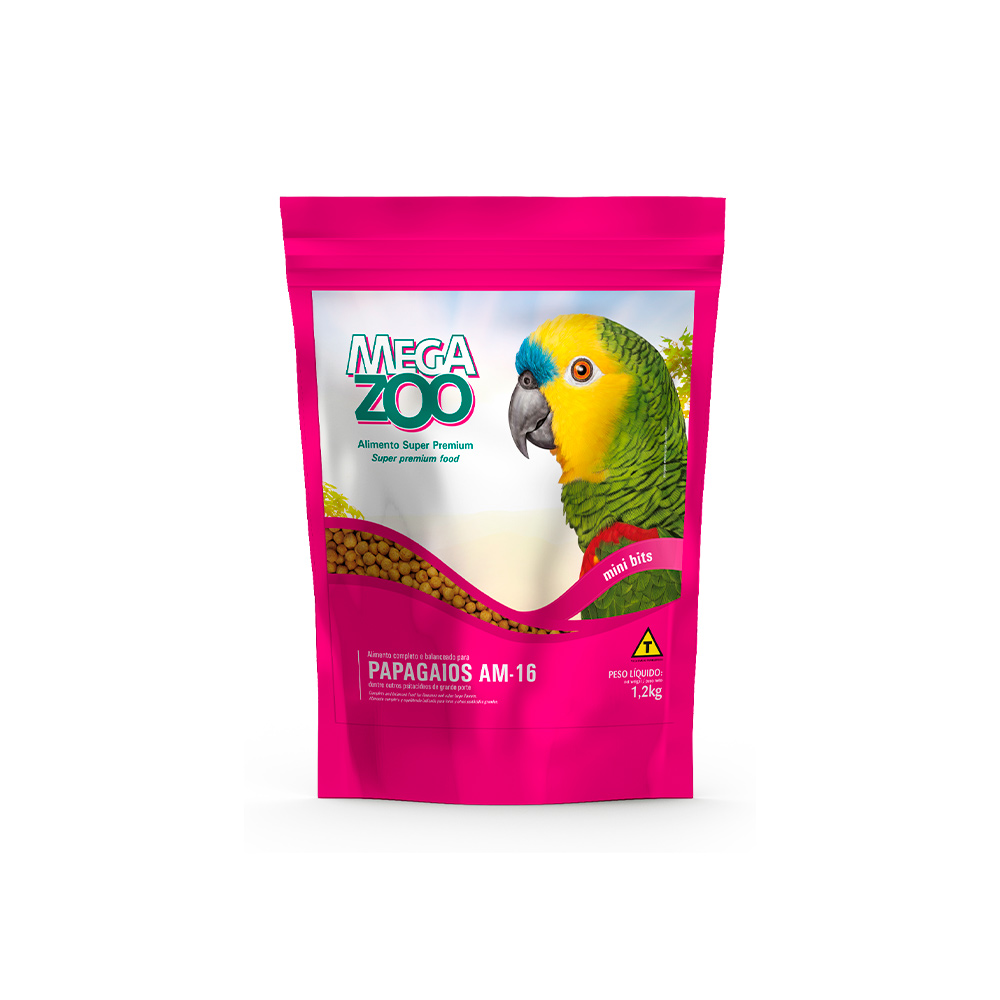 Megazoo Ração Extrusada Am16 para Papagaio Mini - 1,2kg	