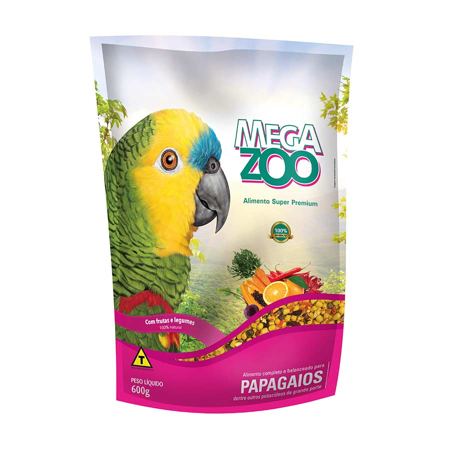 Megazoo Ração Papagaios Frutas e Legumes - 600g